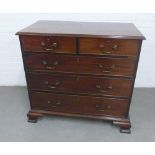 19th century mahogany chest, the rectangular top with reeded edge over two short and three long