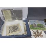 Folio box containing a quantity of 19th century and early 20th century unframed art works,