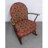 Vintage Ercol dark elm Windsor rocking chair, 71 x 84cm.
