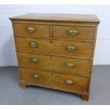 Late 19th / early 20th century chest, rectangular top with rounded edge over two short and three