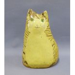 Katie Horsman (1911 - 1998) studio pottery glazed cat with green eyes, 25cm