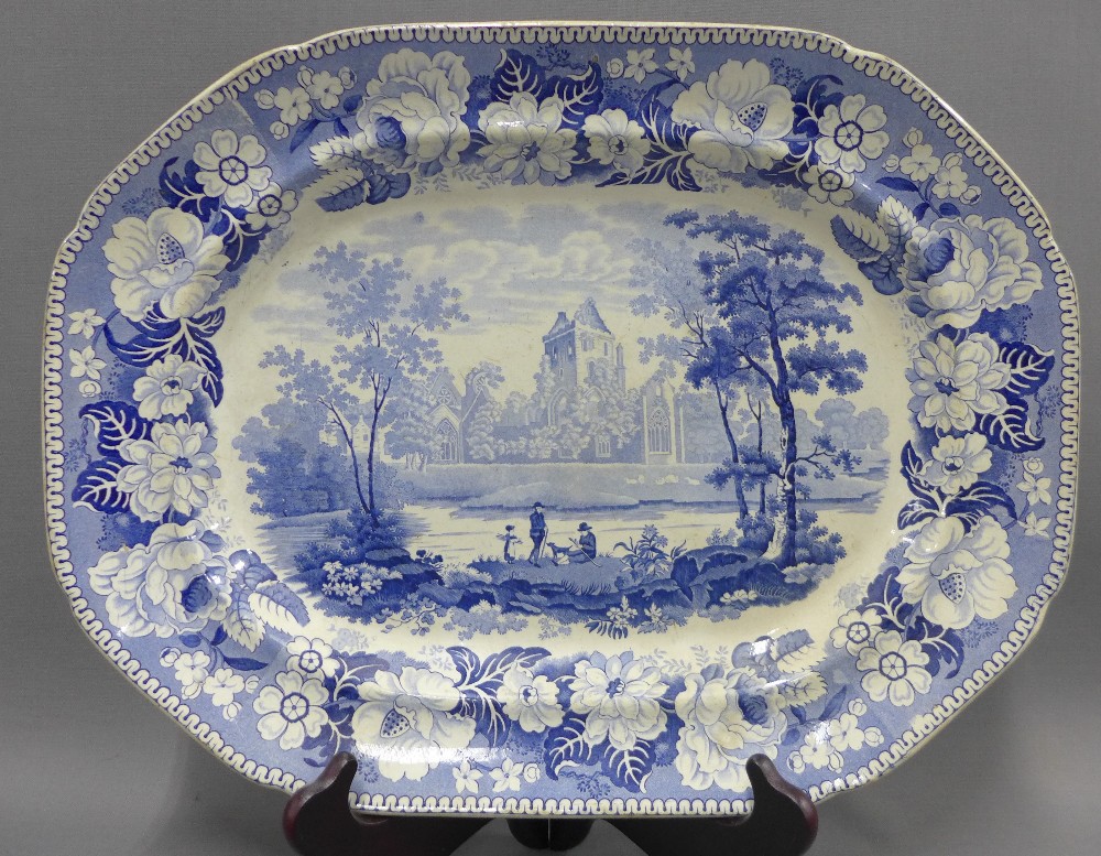 19th century Staffordshire pottery blue and white transfer printed ashets to include Sweetheart - Image 3 of 4