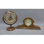 Two modern mantle clocks to include a mahogany and inlaid eight day clock, largest 24cm (2)