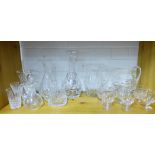 Collection of miscellaneous crystal and glass to include decanters, water jugs, custard cups,