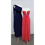 Vintage clothing to include a Tadashi sleeveless evening dress, Jean Allen of London chiffon and