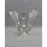 Walker & Hall Epns table centre piece with four clear glass epergnes, 33cm