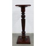 Stained hardwood fluted pedestal column with a square top, 70cm