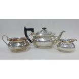 George VI silver three piece teaset, Viners, Sheffield 1937, (3) approx 1220g