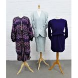 Vintage clothing to include Yves Saint Laurent Rive Gauche purple dress with black buttons, size 38,
