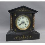 Victorian black slate mantle clock, 26cm