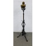 Bronze and black wrought iron standard lamp with rise and fall action, , 49 x 140cm