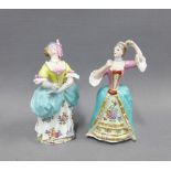 Two Dresden porcelain figurines, tallest 13cm, (2) 9a/f)