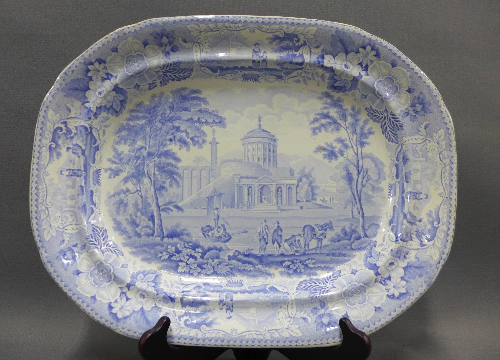 19th century Staffordshire pottery blue and white transfer printed ashets to include Sweetheart - Image 4 of 4