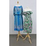 Vintage Zandra Rhodes of London for Jack Mulqueen Ltd 100% silk dress size 8 and a Flora Kung of New