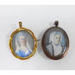 Early 19th century portrait miniature of Mrs Gray Newholm, died 8th May 1808 Aged 96, contained
