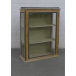 Late 19th / early 20th century glazed cabinet with a brass gallery to the top over a shelved