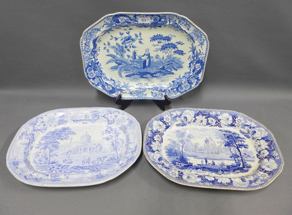 19th century Staffordshire pottery blue and white transfer printed ashets to include Sweetheart
