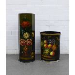 An octagonal floral pattern stick stand and an another, largest 60cm (2)