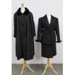 Yves Saint Laurent Rive Gauche black and white wool jacket and skirt suit together with a vintage