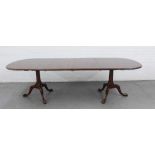 Whytock & Reid mahogany twin pedestal dining table, 75 x 260 cm
