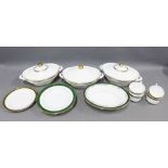 Green and white bone china tables wares to include a pair of Royal Doutlon Forsythe pattern
