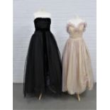 Vintage clothing to include a Designing Woman evening dress with pale pink chiffon top layer over
