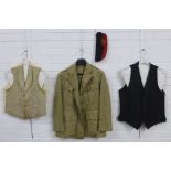 Military style khaki jacket together with two Gents waistcoats and a military cap / hat (4)