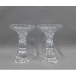 Pair of large clear glass candlesticks, 23cm (2)
