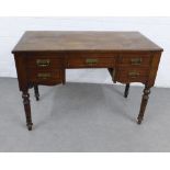 Early 20th century mahogany desk on turned legs, 103 x 72 x 49cm (a/f)