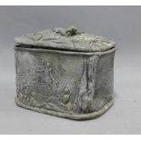 Crimean War lead box and cover, reputedly made from bullets, 15cm