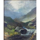 Scottish School oil on board of a highland landscape, apparently unsigned and contained with an