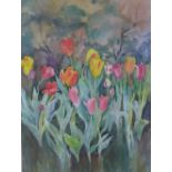 Rosemary Cattrell, tulip Movement' watercolour, signed and framed under glass, 55 x 75cm