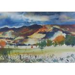 James Harrigan, (Scottish 1937) ' Tweed Hillside', watercolour, signed and framed under glass with a