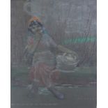 20th century school pastel drawing 'Meditation', signed and dated indistinctly, framed under