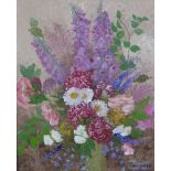 Mavis Gilchrist, 'Walk of the Flowers', an oil on canvas, signed and dated 1974 verso, framed, 50