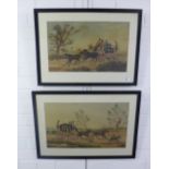 Pair of coaching Scene watercolours, apparently unsigned, framed under glass, size overall 44 x 27cm