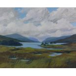 Jim Nicholson, (1924 - 1996) 'Loch Ossian', oil on board, signed and framed with a Macaulay