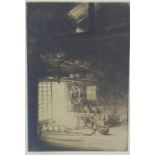 Mortimer Menpes (1860 - 1938) 'Pottery workshop Kyoto', etching, signed in pencil, framed under