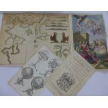 Mixed lot to include to include Greenvile Collins map of the Isles of Orkney, various book plates,