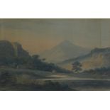 19th century landscape watercolour, unsigned and framed under glass, 25 x 17cm