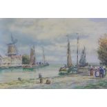 Hamilton Glass SSA, (Scottish 1890 - 1925) watercolour of a Dutch Fishing Village, signed and framed