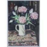 Theresa Flynn RSW, (Scottish 1923 - 2009) 'Carnations & Tulips', watercolour, signed and framed