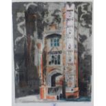 •John Piper, (1903 - 1992) Oxburgh Hall, Norfolk, coloured screen print 114/ 120, signed in