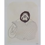 Albert Hirschfeld (American 1903 - 2003) Luciano Pavarotti 1981, lithographic print, signed Al.