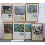 Set of seven framed vintage Shell Nature posters together with five unframed posters, (12)