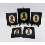 Five 19th century silhouette miniatures, all in ebonised frames (5)