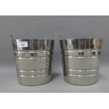 Two modern chromed metal ice buckets, 23cm (2)