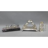 A collection of Chinese silver and white metal items to include a rectangular stand with dragons,