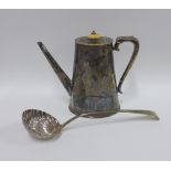 Georgian Old English silver soup ladle with shell bowl and engraved crest, London circa 1760's,