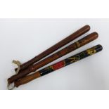 William IV painted truncheon for Surrey Special Constables, with turned and ribbed handle, 46cm,
